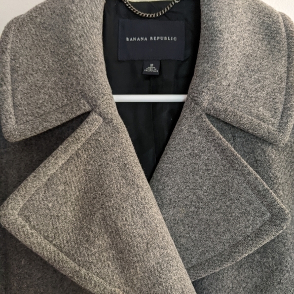 BANANA Republic Wool Blend Grey Peacoat Medium Fully Lined - Picture 3 of 8